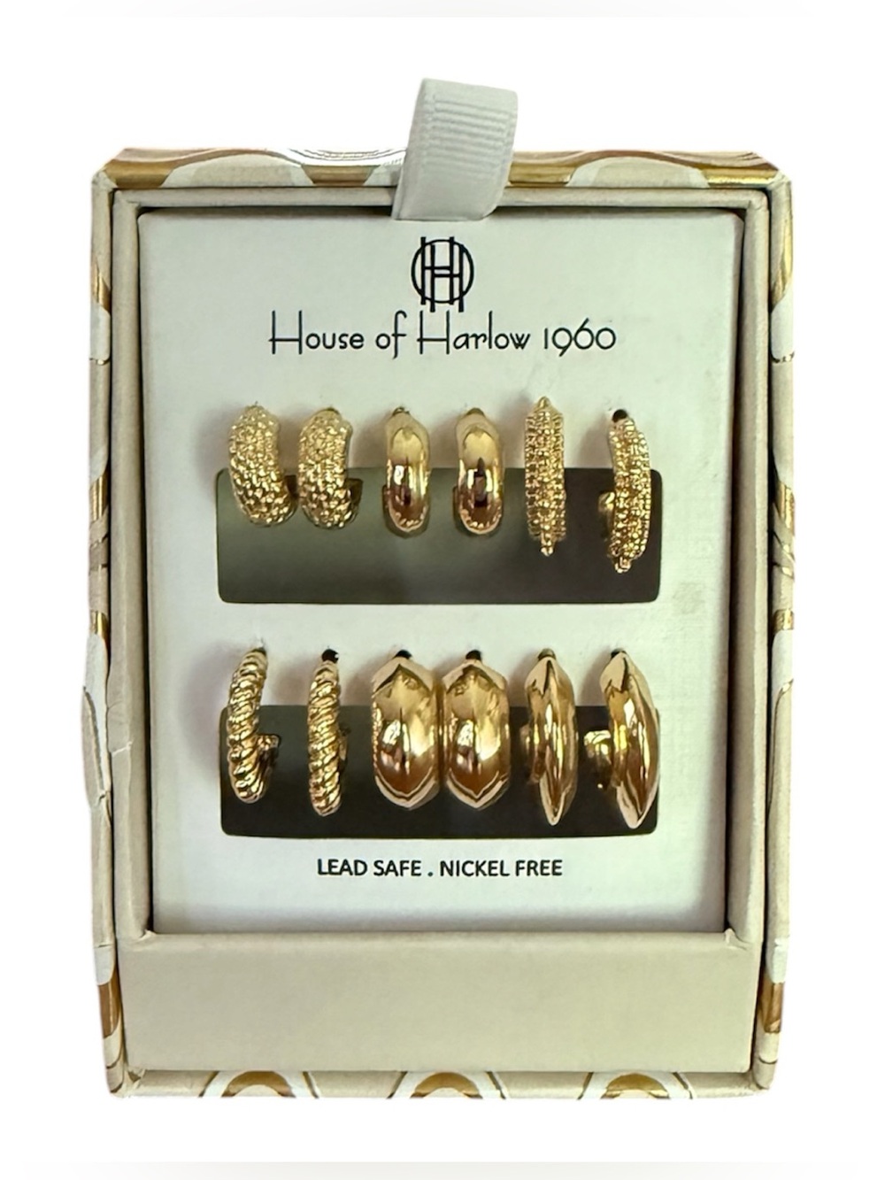 House of Harlow 1960 Gold Tone Mixed Hoop Earring Set of 6